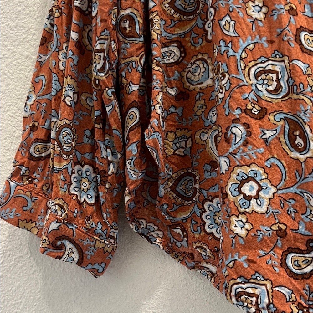 Womens Rust Floral Paisley Blouse